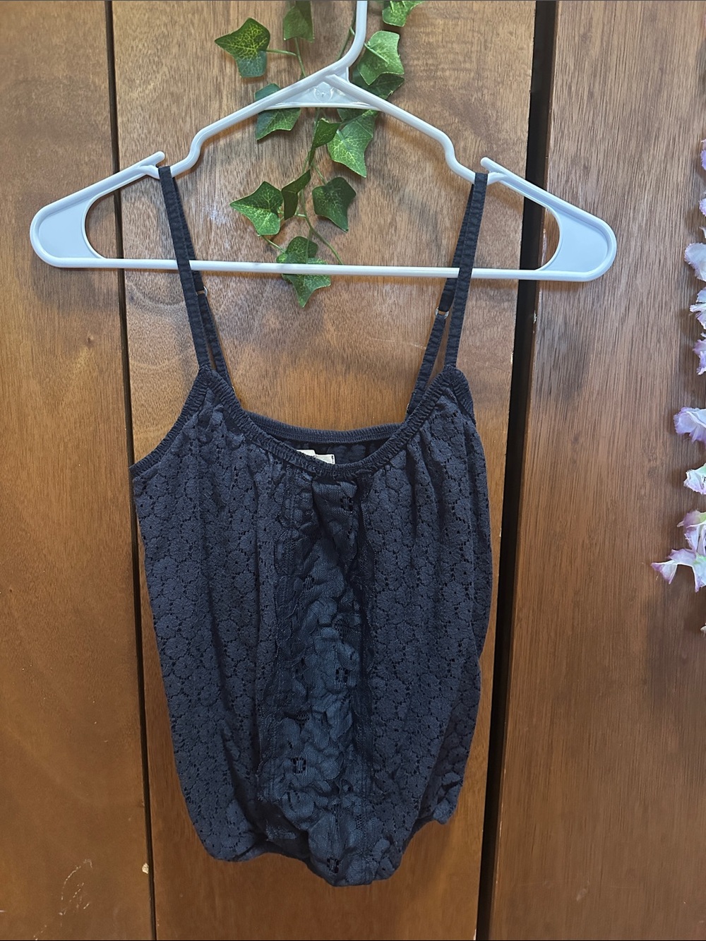 Hollister Black Lace Ruffle Spaghetti Strap Cami